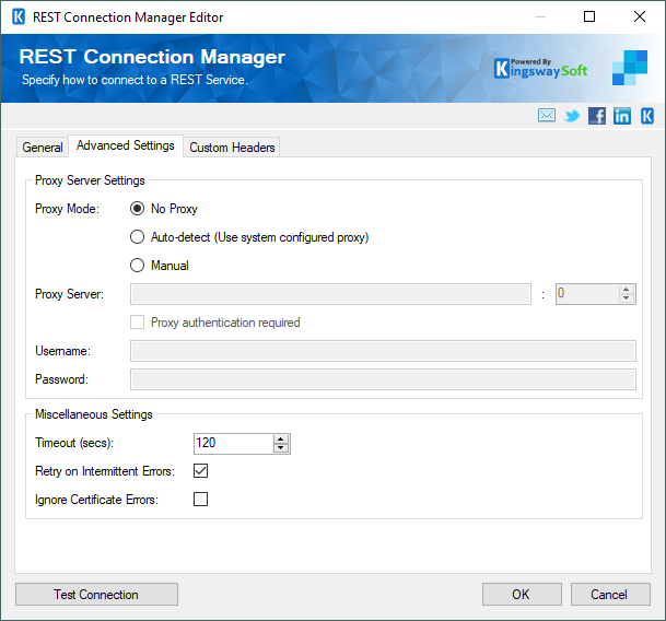 SSIS SendGrid Connection manager - Advanced settings